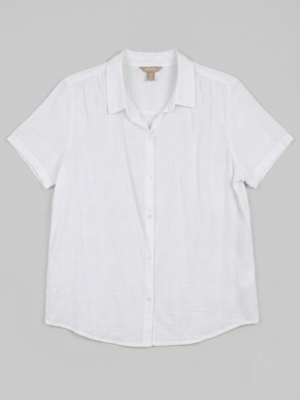 NWT White Stag Womens XL Short Sleeve Camp Shirt Button Down Arctic White Rayon